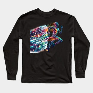 Vibrant Velocity: Colorful Stardust Runner Long Sleeve T-Shirt